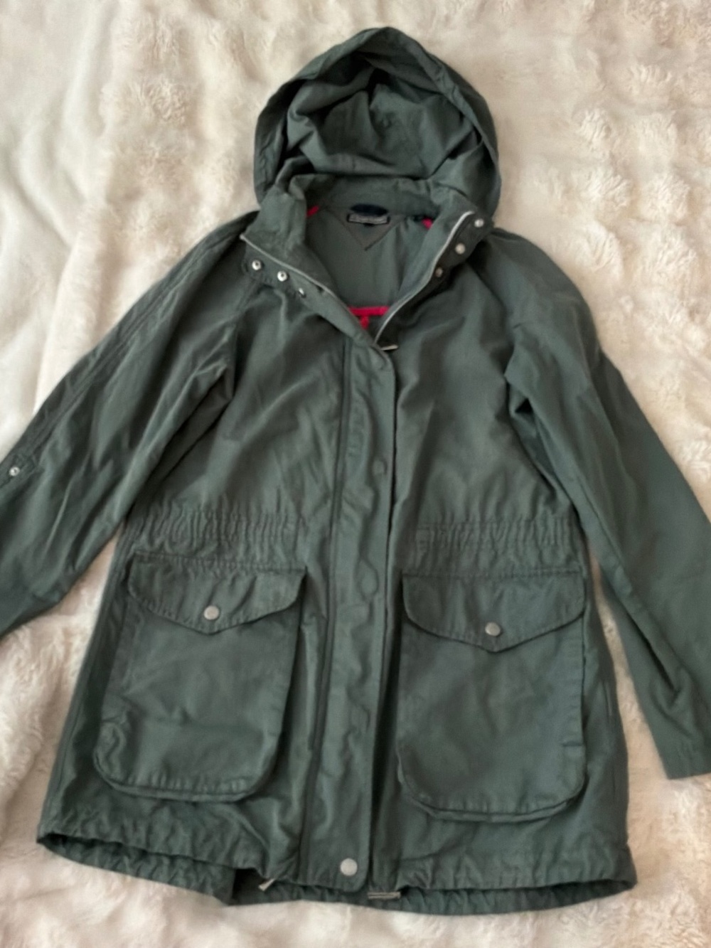 Tommy Hilfiger Utility Anorak Jacket - Size S - Khaki Olive & Neon Pink